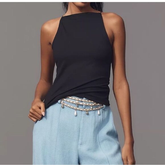 NWT Maeve Anthropologie black square neck tank top size xxs - Picture 4 of 9